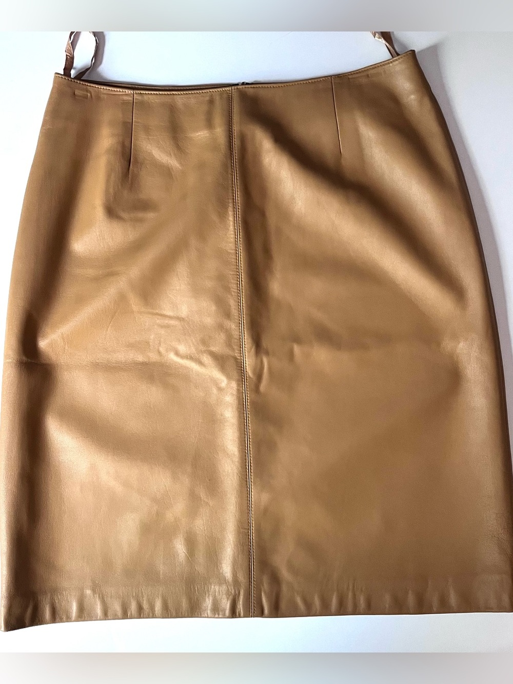 Vintage Lord & Taylor Camel Tan Leather Pencil Skirt Size 8